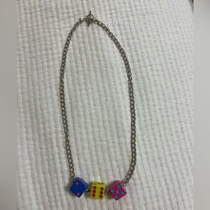 Rainbow Dice Necklace 22” chain